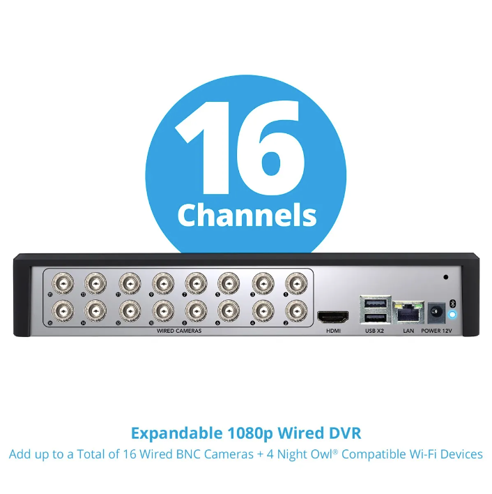 16 Channel 1080p Bluetooth DVR with 1TB Hard Drive and 12 Wired 1080p Spotlight Cameras with Audio Alerts and Sirens