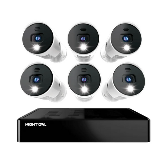 8 Channel 1080p Bluetooth DVR with 1TB Hard Drive and 6 Wired 1080p Spotlight Cameras with Audio Alerts and Sirens