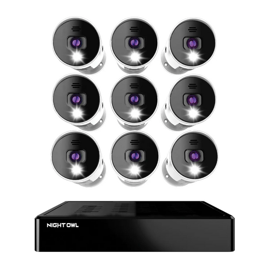 16 Channel 4K Bluetooth DVR with 2TB Hard Drive and 9 Wired 4K Spotlight Cameras with Audio Alerts and Sirens