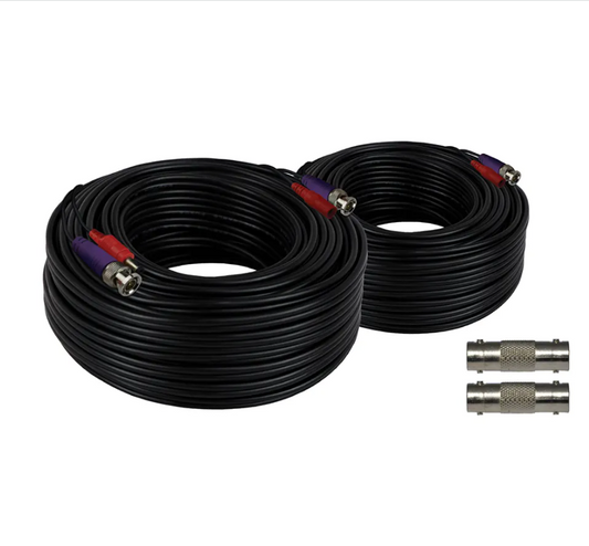 100 ft In-Wall Rated BNC Video-Power Extension Cable with Extension Adapter - 2 Pack