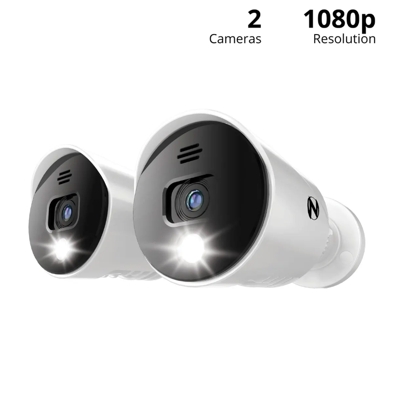 Add On Wired 1080p Spotlight Cameras with Audio Alerts and Sirens - 2 Pack - White