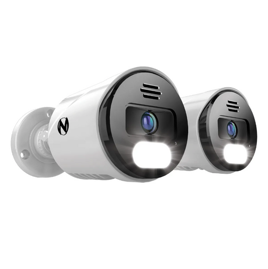 Add On Wired IP 4K Spotlight Cameras with 2-Way Audio and Audio Alerts and Siren - 2 Pack - White