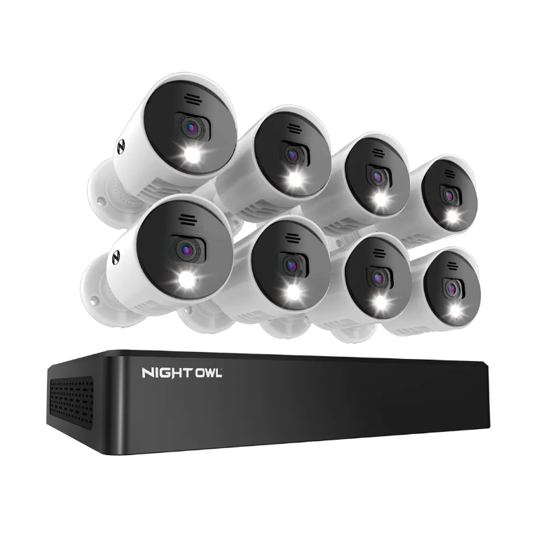8 Channel 4K Bluetooth DVR with 1TB Hard Drive and 8 Wired 4K Spotlight Cameras with Audio Alerts and Sirens