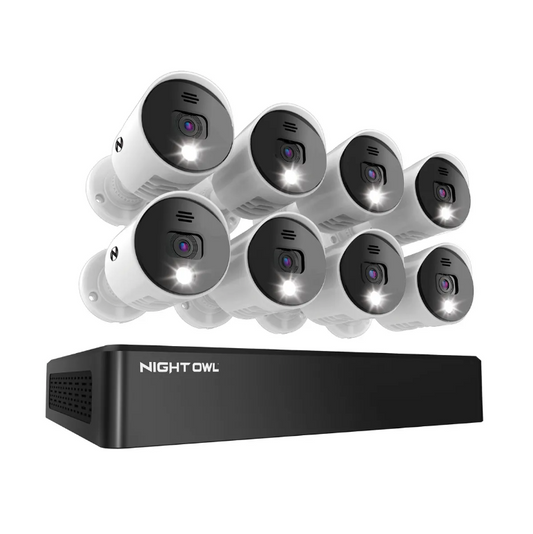 8 Channel 4K Bluetooth DVR with 1TB Hard Drive and 8 Wired 4K Spotlight Cameras with Audio Alerts and Sirens
