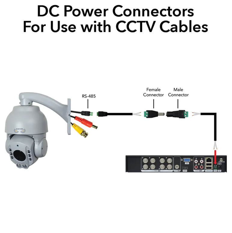 DIY CCTV Male and Female Power DC Connectors for CCTV Cables - 10 Pack