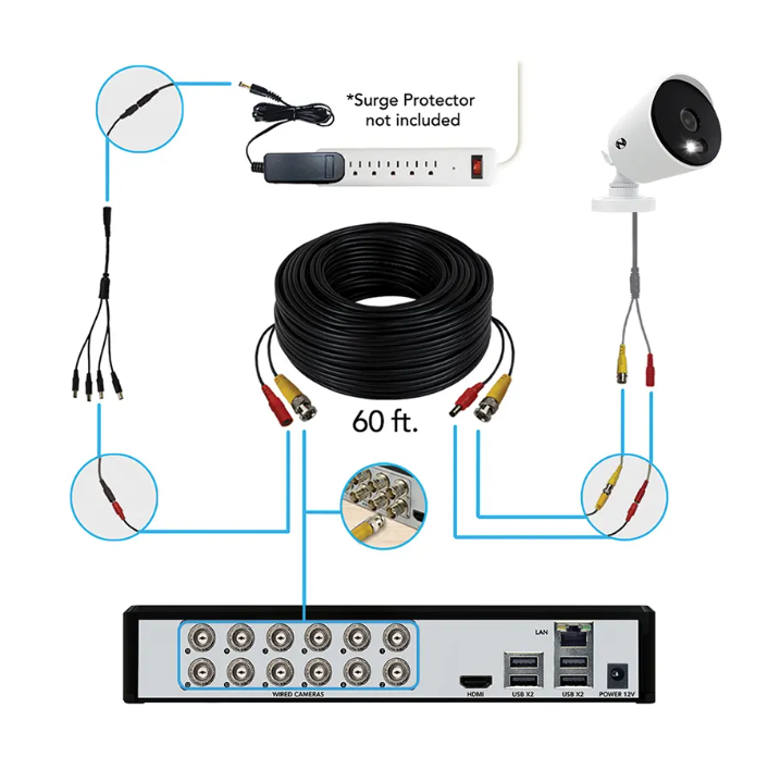 12 Channel 4K DVR with 2TB Hard Drive and 12 Wired 4K Spotlight Cameras