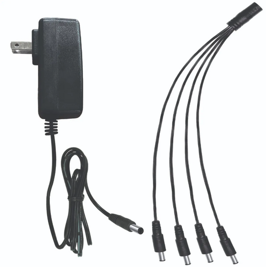 15V-1.6A Camera Power Adapter with 4-Way Power Splitter - Powers up to 4 Cameras