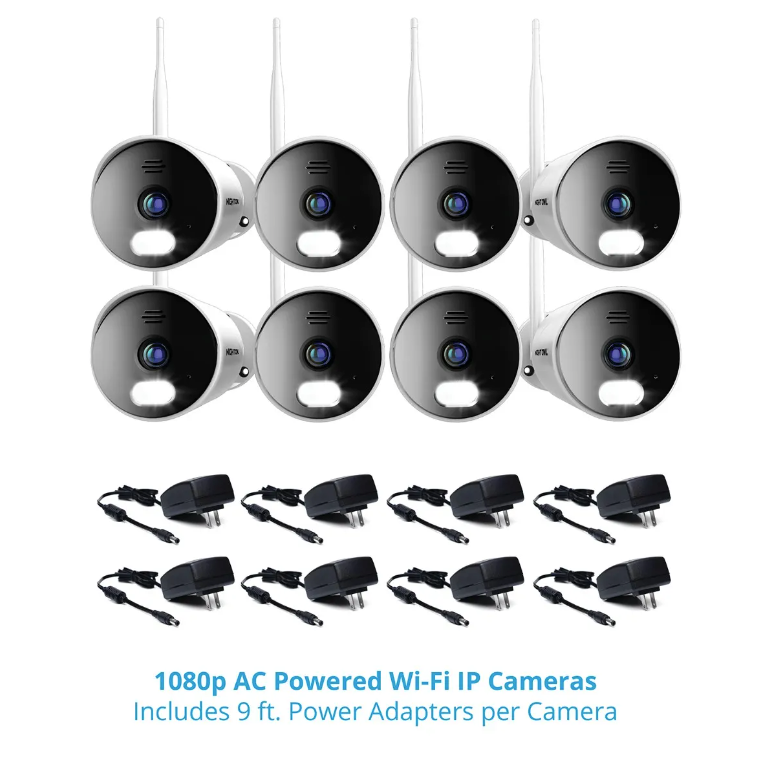Refurbished 10 Channel 1080p Wi-Fi NVR with 1TB Hard Drive and 8 Wi-Fi IP 1080p HD Spotlight Cameras with 2-Way Audio