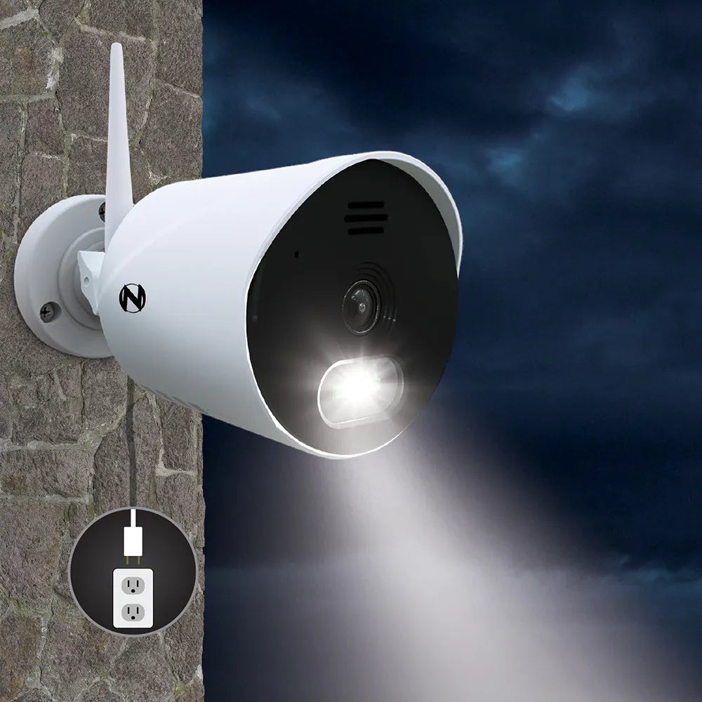 Wide Angle Wi-Fi IP Plug In 1080p Spotlight Camera with 2-Way Audio - White