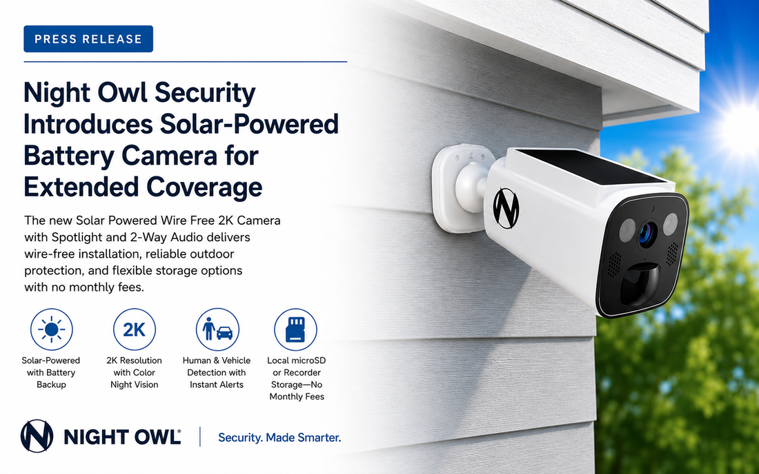 Night Owl Security Products Introduces Solar-Powered Battery Camera for Extended Coverage