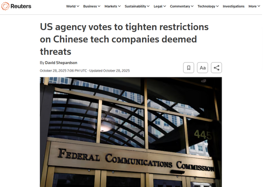 US agency votes to tighten restrictions on Chinese tech companies deemed threats - Reuters - October 2025