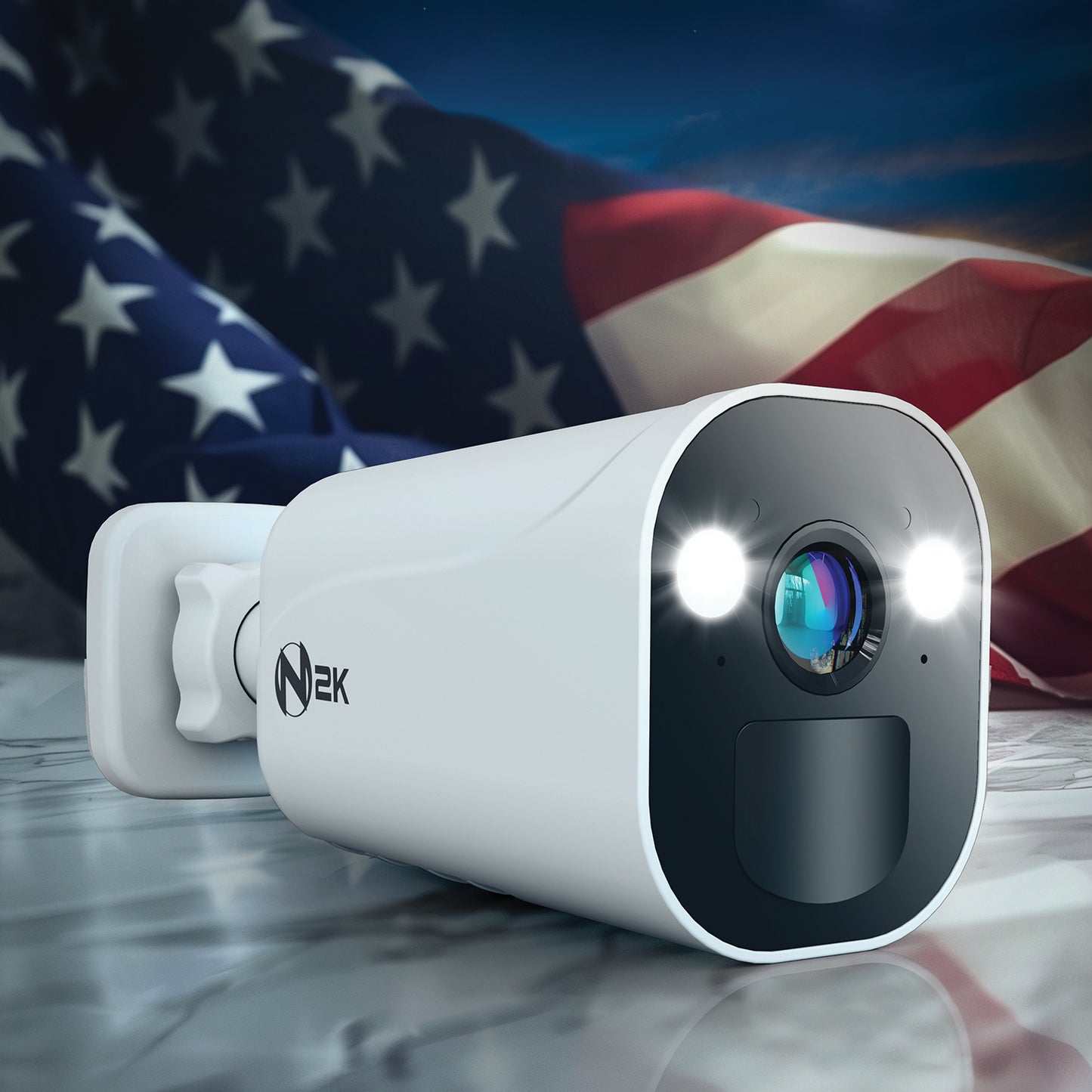 Expandable Wi-Fi Security Hub with 64GB microSD Card and 2 Wire Free 2K Deterrence Cameras