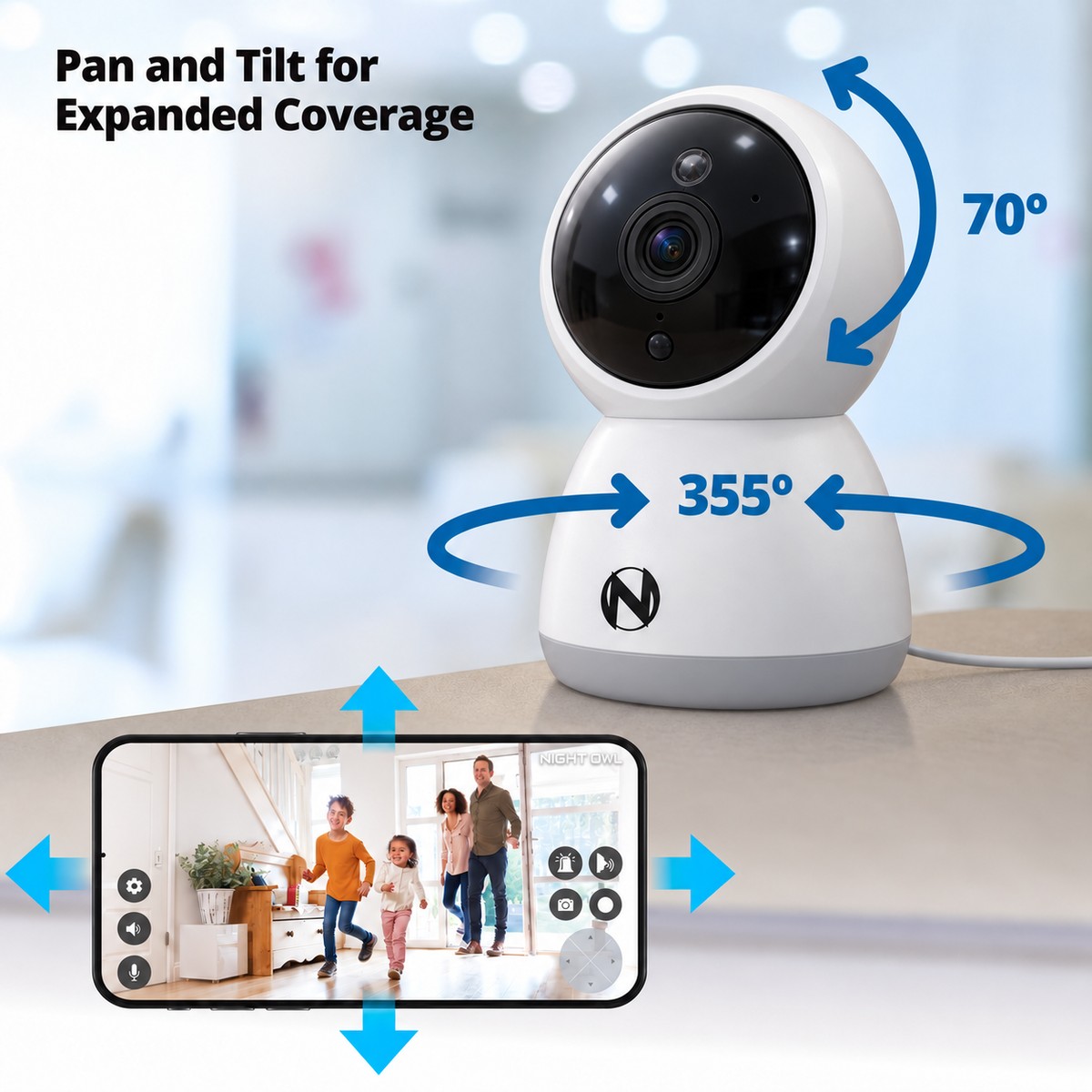 Indoor Wi-Fi IP Plug In 3MP Deterrence Camera with Pan, Tilt and 2-Way Audio - 2 pack - White