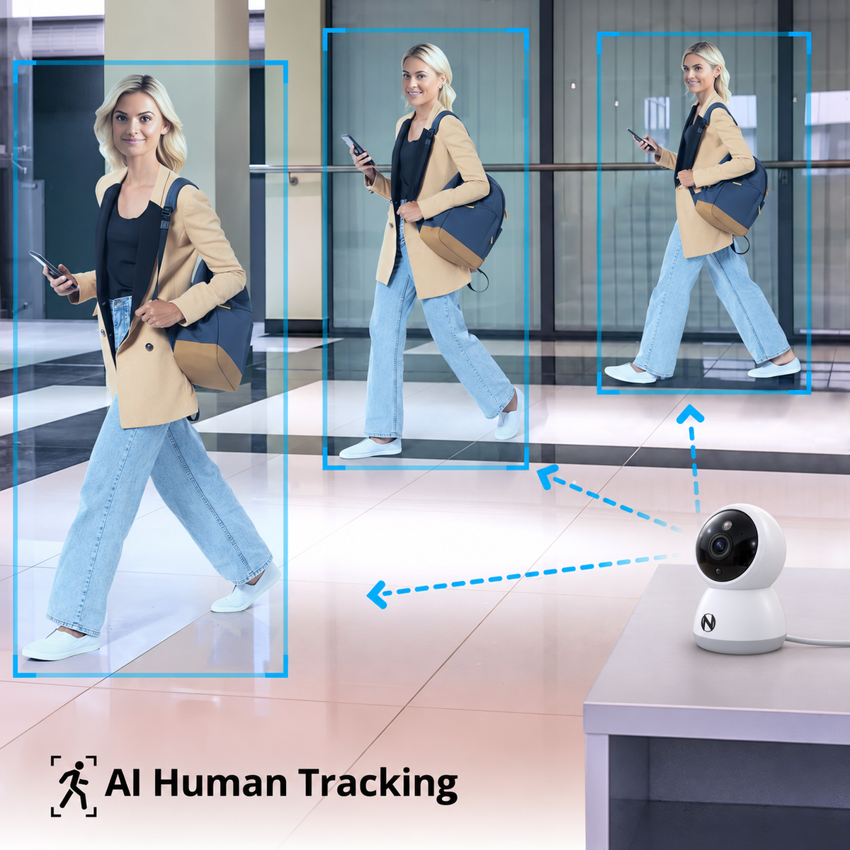 Indoor Wi-Fi IP Plug In 3MP Deterrence Camera with Pan, Tilt and 2-Way Audio - 2 pack - White
