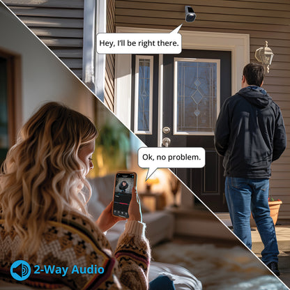 Solar Powered Wire Free 2K Camera with Spotlight and 2-Way Audio - 3 Pack - White