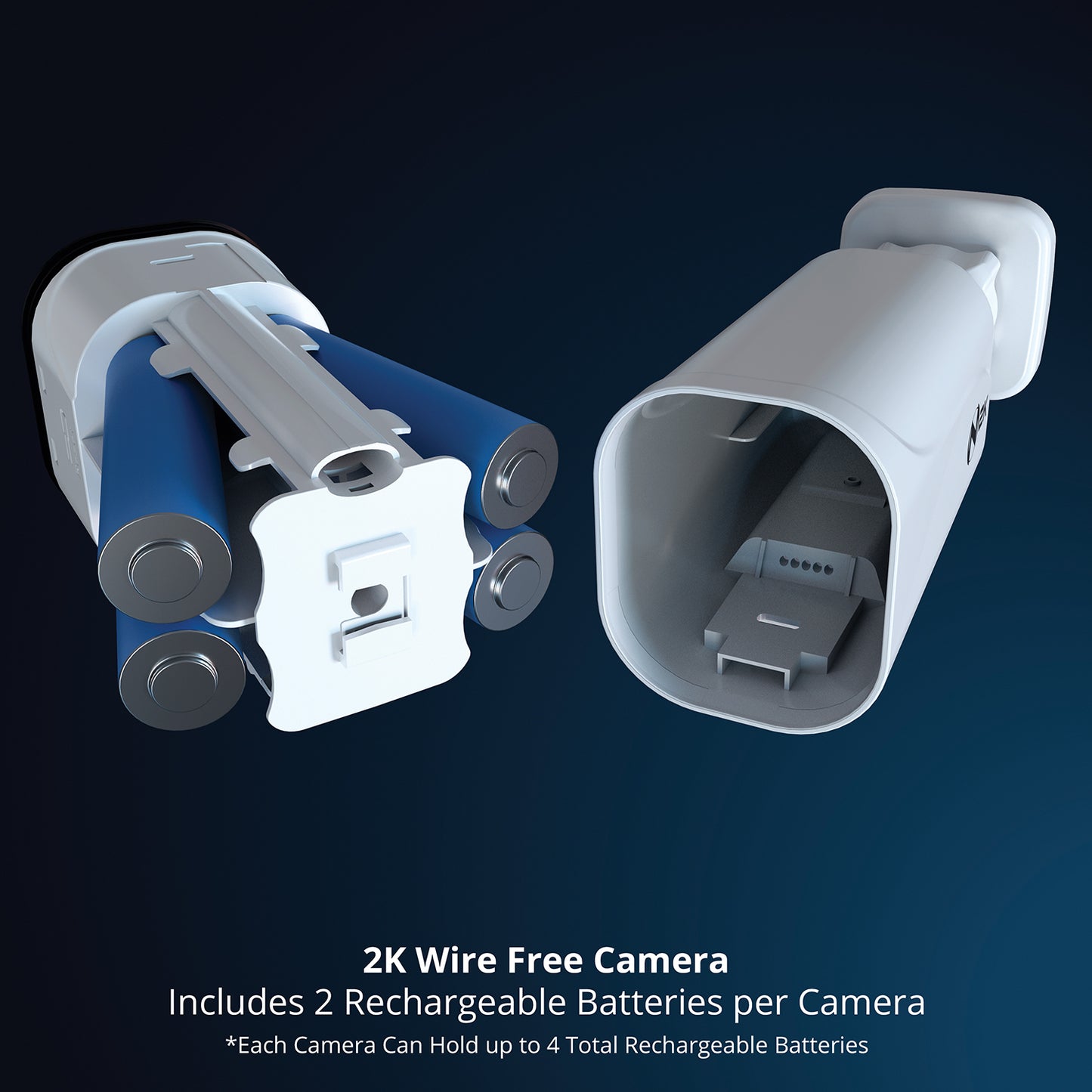 Wire Free (Battery) 2K Spotlight Cameras with 2-Way Audio and Audio Alerts and Siren - 2 Pack - White