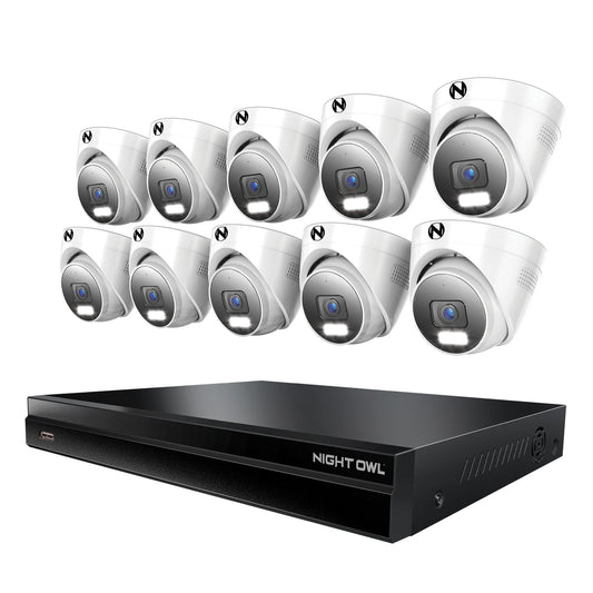 2-Way Audio 32 Channel 12MP NVR with 16TB HDD and 10 Wired IP 12MP Deterrence Dome Cameras