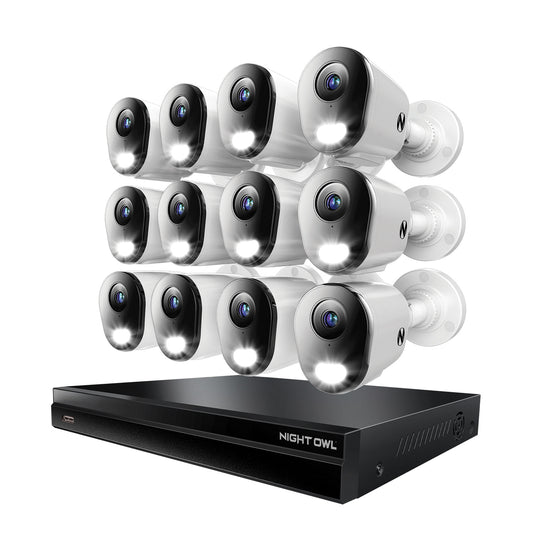 2-Way Audio 32 Channel 12MP NVR with 16TB HDD and 12 Wired IP 4K Deterrence Cameras