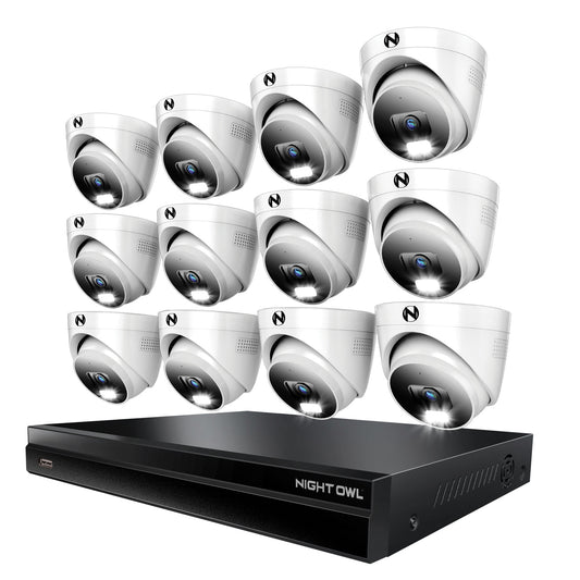 2-Way Audio 32 Channel 12MP NVR with 16TB HDD and 12 Wired IP 4K Deterrence Dome Cameras