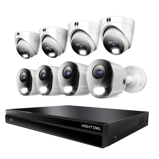 2-Way Audio 32 Channel 12MP NVR with 8TB HDD and 8 Wired IP 4K Deterrence Cameras - 4 Bullet 4 Dome
