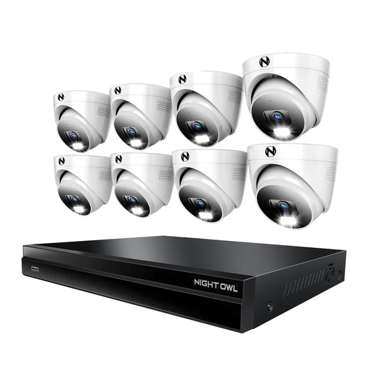 2-Way Audio 32 Channel 12MP NVR with 8TB HDD and 8 Wired IP 4K Deterrence Dome Cameras