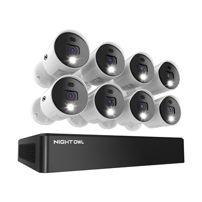 8 Channel 4K Bluetooth DVR with 1TB Hard Drive and 8 Wired 4K Spotlight Cameras with Audio Alerts and Sirens