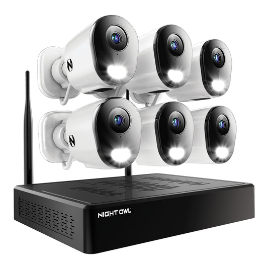 10 Channel 4K Wi-Fi NVR Security System with 1TB Hard Drive and 6 Wi-Fi IP 2K Deterrence Cameras with 2-Way Audio