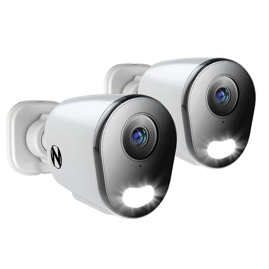 Add On Wired IP 12MP Deterrence Camera with 2-Way Audio - 2 Pack - White