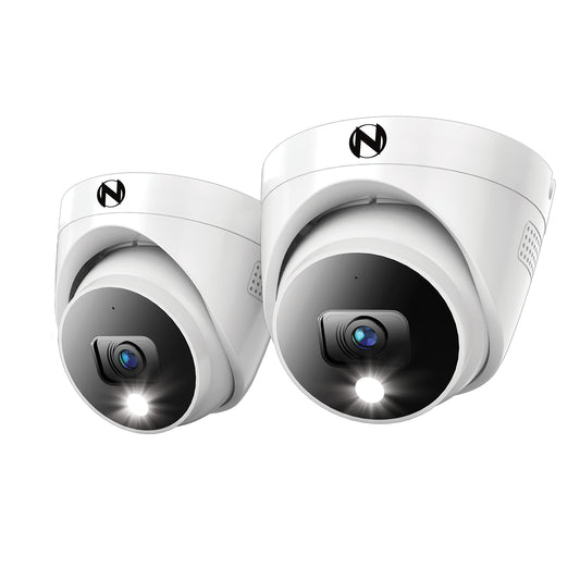 Add On Wired 4K Deterrence Dome Cameras with 2-Way Audio - 2 Pack - White