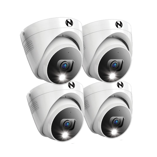 Add On Wired 2K Deterrence Dome Cameras with 2-Way Audio - 4 Pack - White