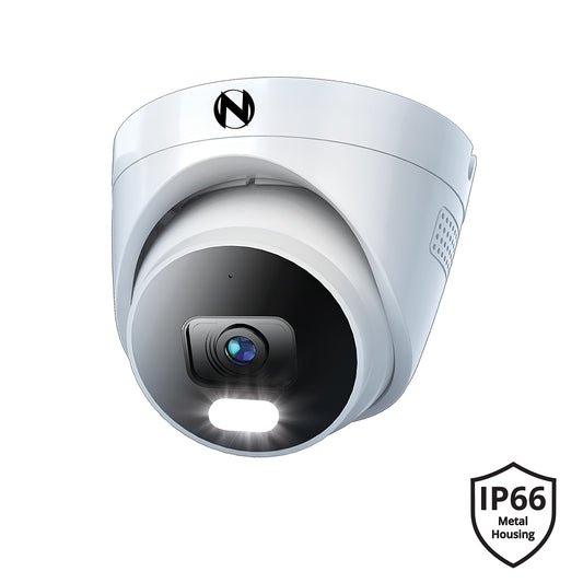 Ruggedized Add On Wired IP 4K+ 12MP Deterrence Dome Camera with 2-Way Audio - 1 Pack - White