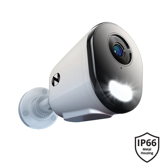 Ruggedized Add On Wired IP 4MP Deterrence Camera with 2-Way Audio - 1 Pack - White