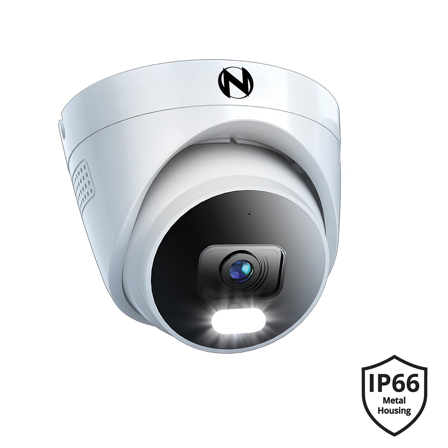 Ruggedized Add On Wired IP 4MP Deterrence Dome Camera with 2-Way Audio - 1 Pack - White