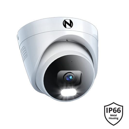 Ruggedized Add On Wired IP 4MP Deterrence Dome Camera with 2-Way Audio - 1 Pack - White