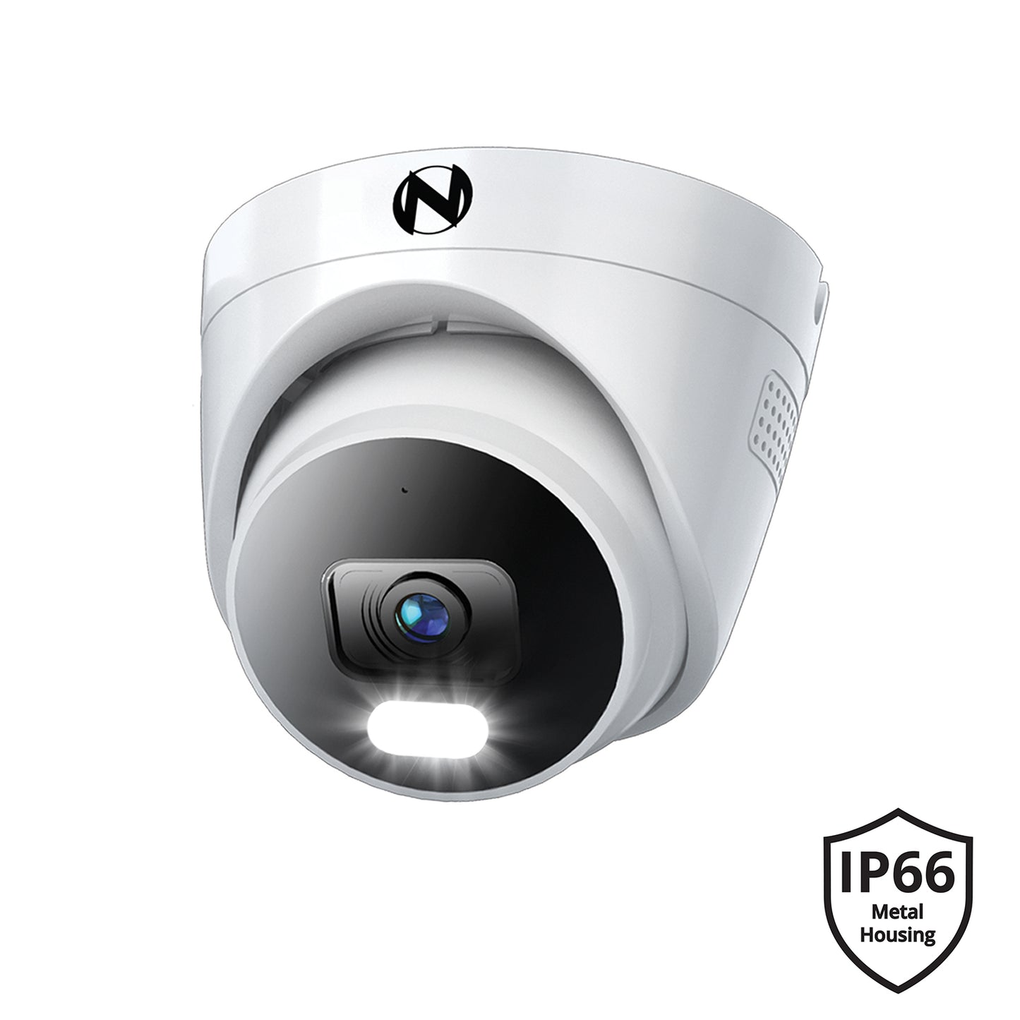 Ruggedized Add On Wired IP 4K Deterrence Dome Camera with 2-Way Audio - White