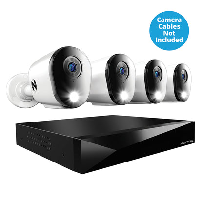 2-Way Audio 12 Channel DVR Security System with 1TB Hard Drive and 4 Wired 2K Deterrence Cameras - Camera Cables Not Included