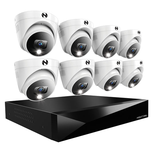 2-Way Audio 12 Channel DVR Security System with 2TB Hard Drive and 8 Wired 2K Deterrence Dome Cameras