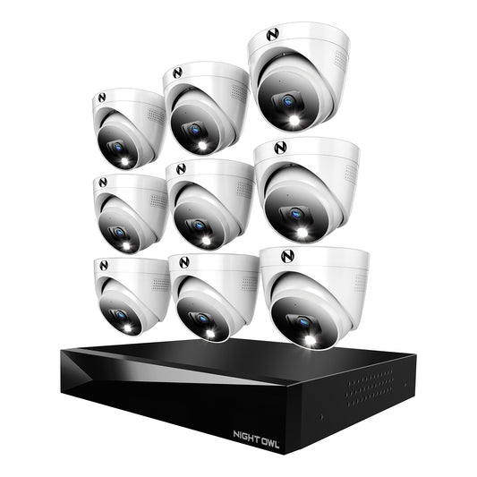 2-Way Audio 20 Channel DVR Security System with 2TB Hard Drive and 9 Wired 4K Deterrence Dome Cameras