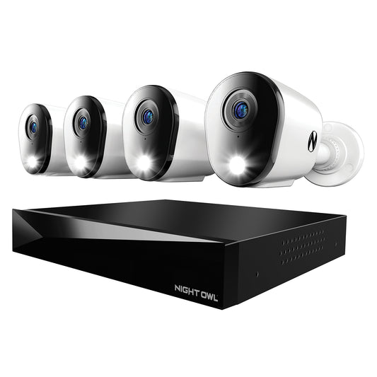 2-Way Audio 12 Channel DVR Security System with 1TB Hard Drive and 4 Wired 4K Deterrence Cameras