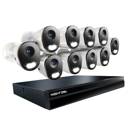 Power over Ethernet 24 Channel 4K+ NVR Security System with 4TB Hard Drive and 10 Wired IP 4K+ Deterrence Cameras with 2-Way Audio
