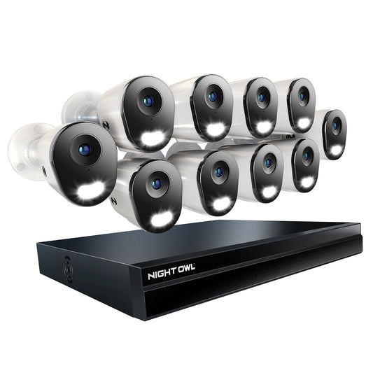 Power over Ethernet 24 Channel 4K+ NVR Security System with 4TB Hard Drive and 10 Wired IP 4K+ Deterrence Cameras with 2-Way Audio