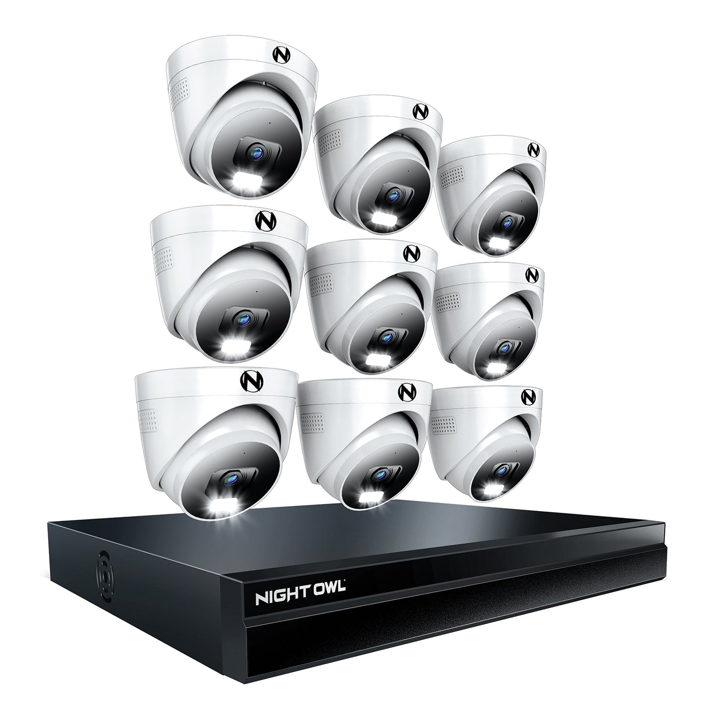 Power over Ethernet 24 Channel NVR Security System with 4TB Hard Drive and 9 Wired IP 4K+ Deterrence Dome Cameras with 2-Way Audio