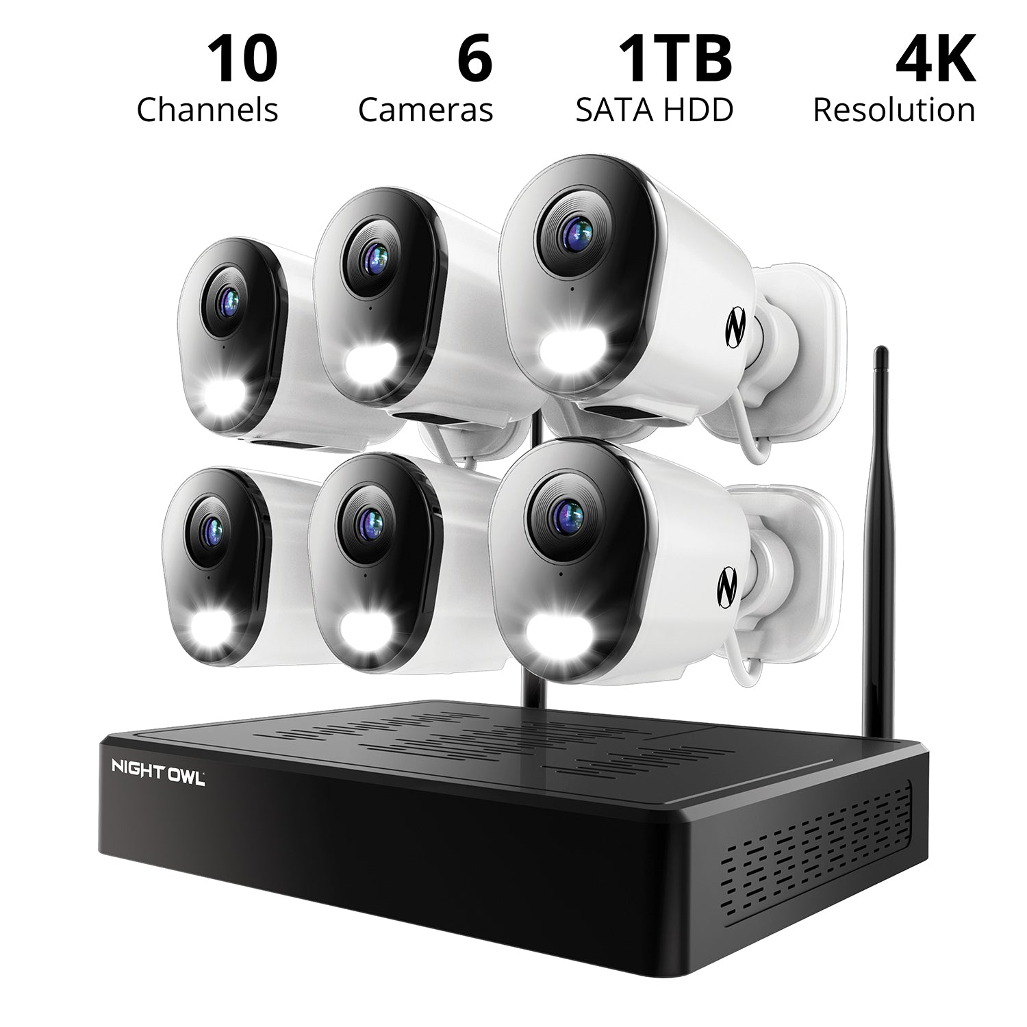 10 Channel 4K Wi-Fi NVR Security System with 1TB Hard Drive and 6