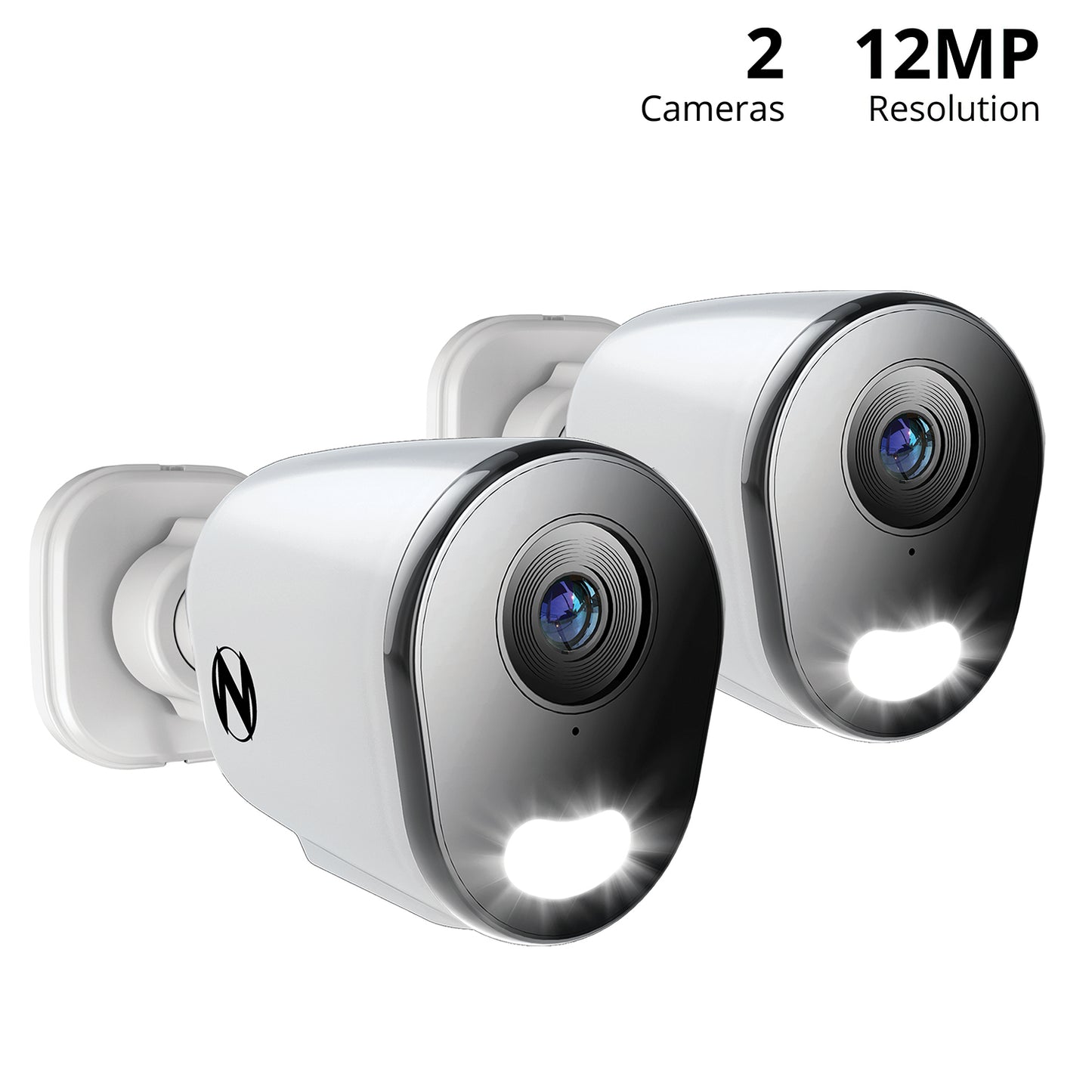 Add On Wired IP 12MP Deterrence Camera with 2-Way Audio - 2 Pack - White