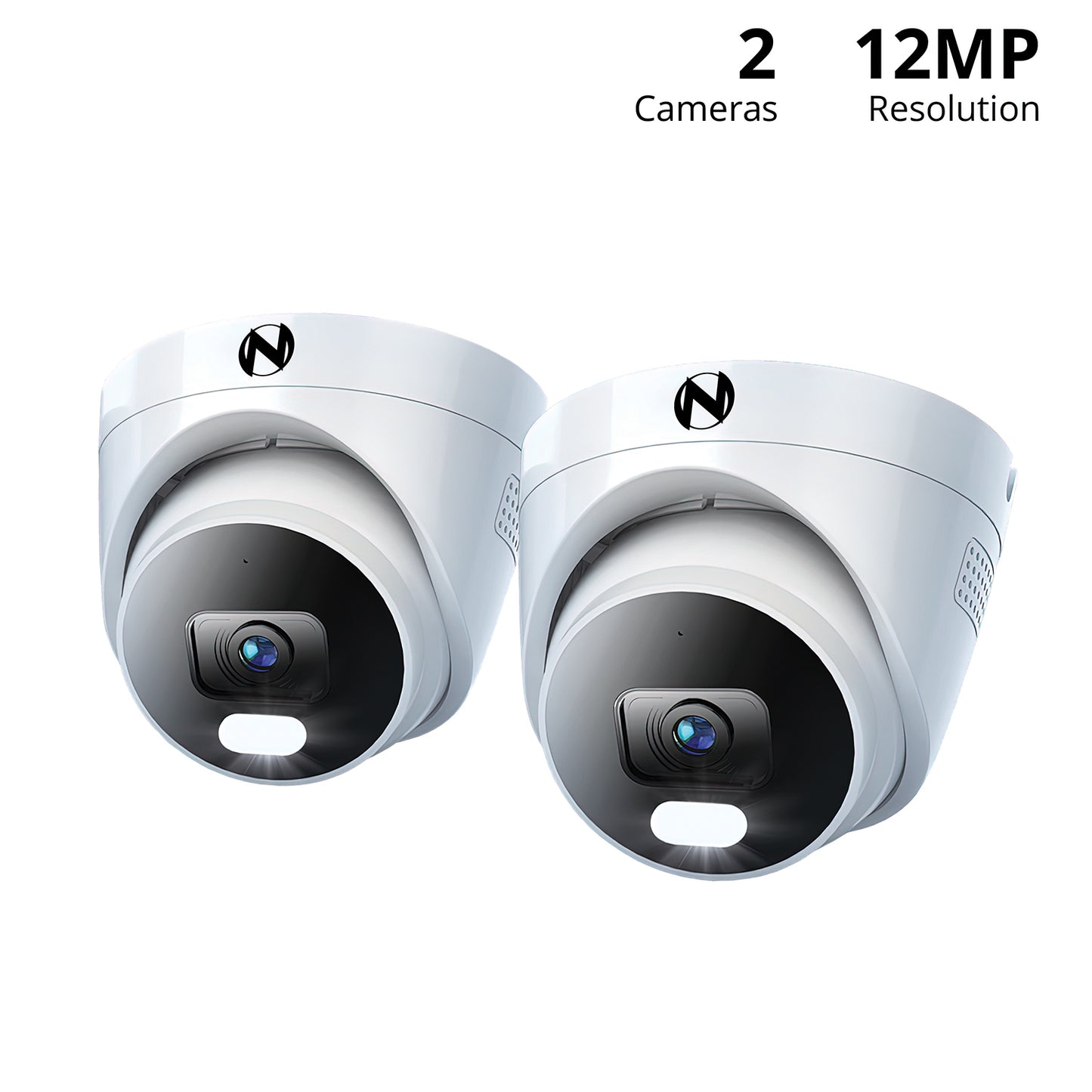 Add On Wired IP 12MP Deterrence Dome Camera with 2-Way Audio - 2 Pack - White