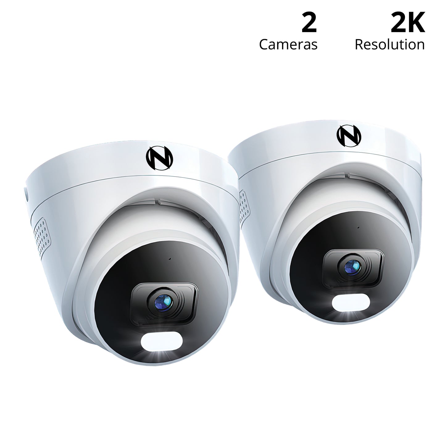 Add On Wired IP 4MP Deterrence Dome Camera with 2-Way Audio - 2 Pack - White