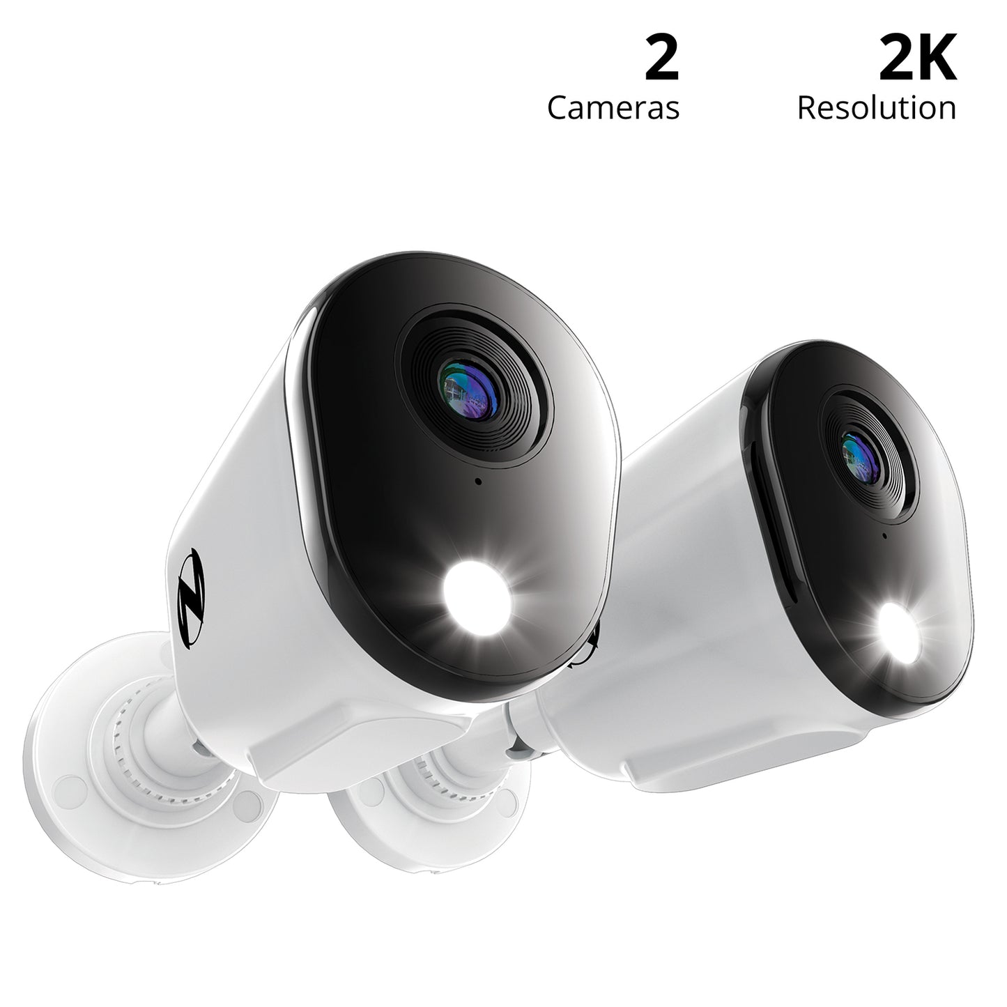 Add On Wired 2K Deterrence Cameras with 2-Way Audio - 2 Pack - White