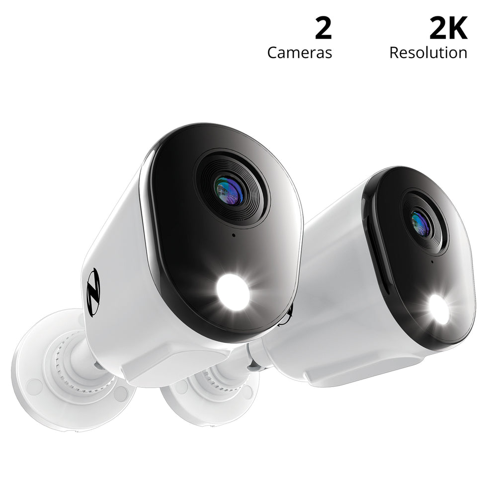 Add On Wired 2K Deterrence Cameras with 2-Way Audio - 2 Pack - White ...