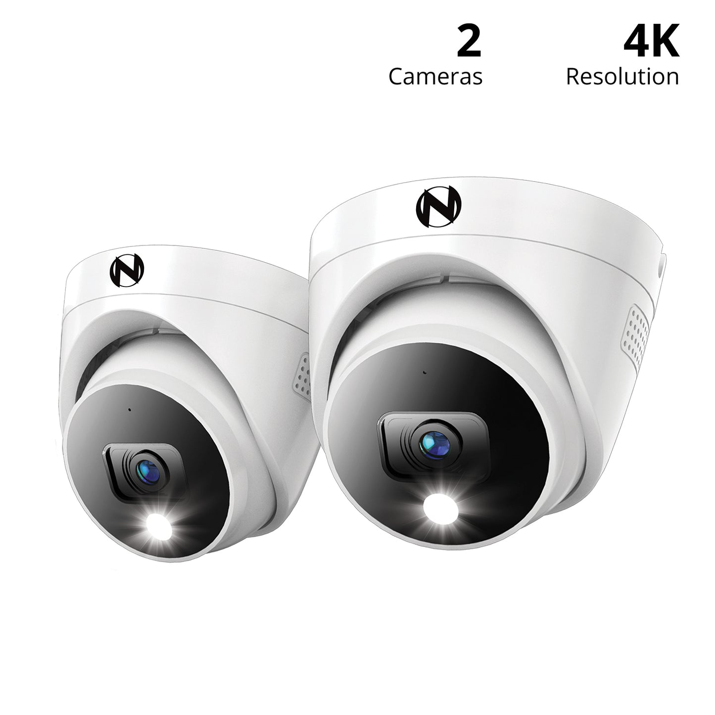 Add On Wired 4K Deterrence Dome Cameras with 2-Way Audio - 2 Pack - White
