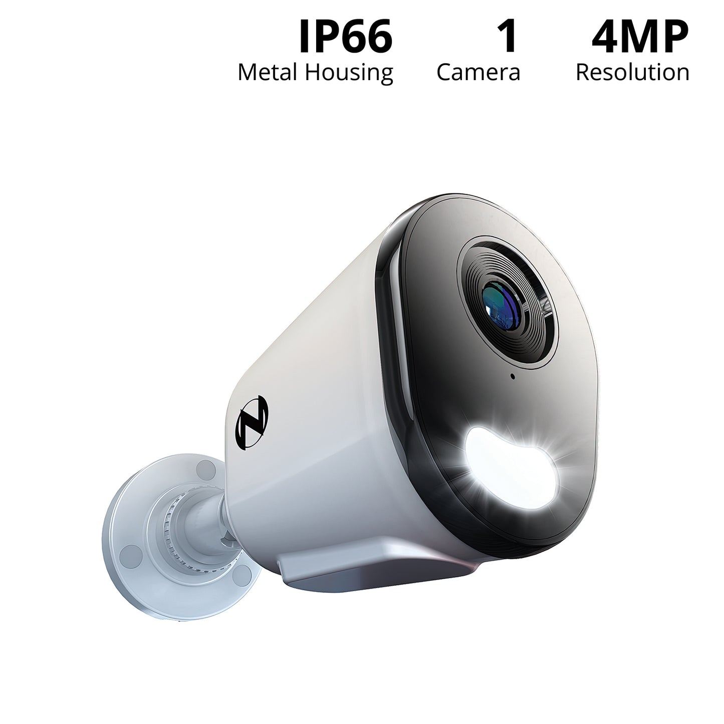 Ruggedized Add On Wired IP 4MP Deterrence Camera with 2-Way Audio - 1 Pack - White